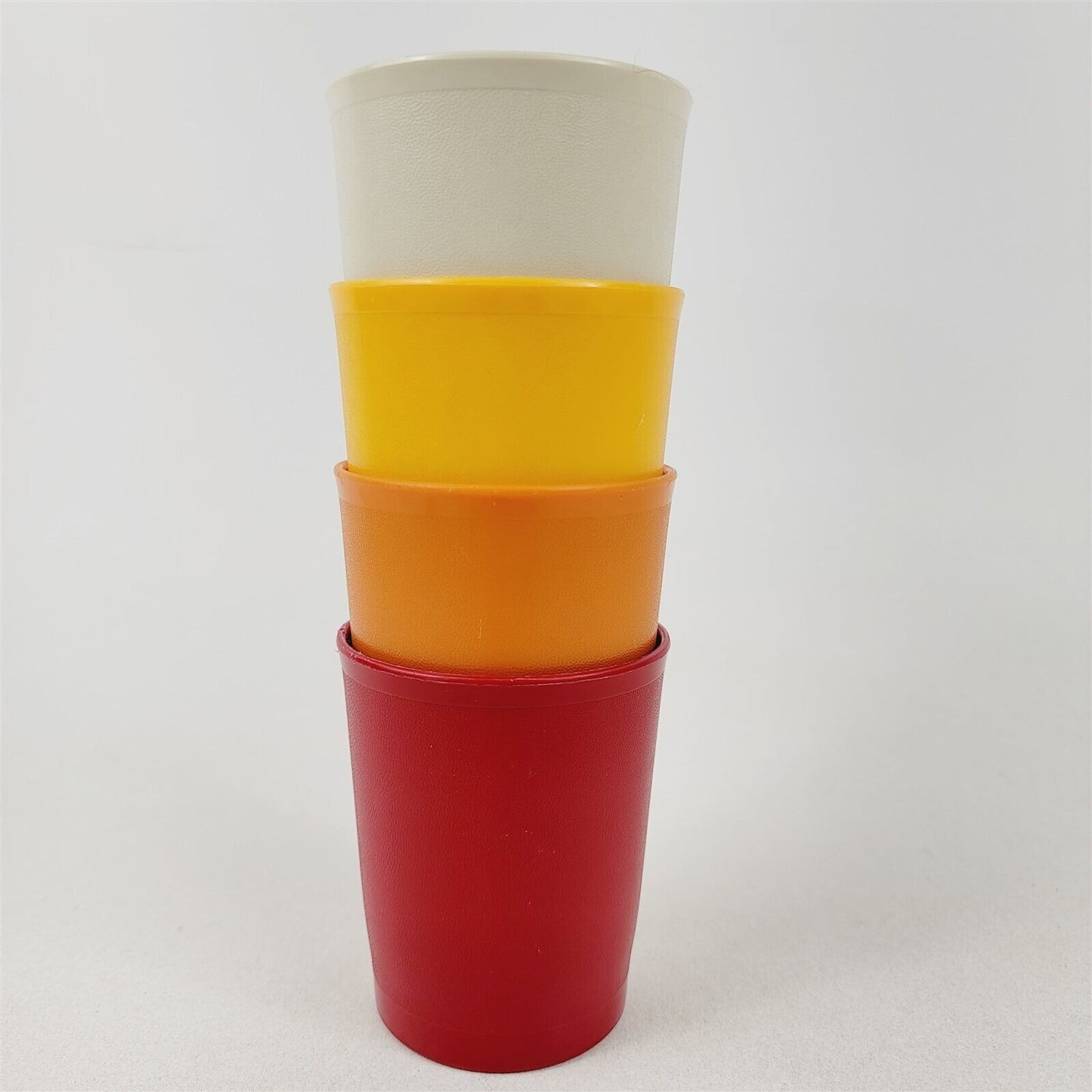 4 Vintage Tupperware Kids Juice Cups Tumblers 1251 Red Orange Gold Beige 6 oz