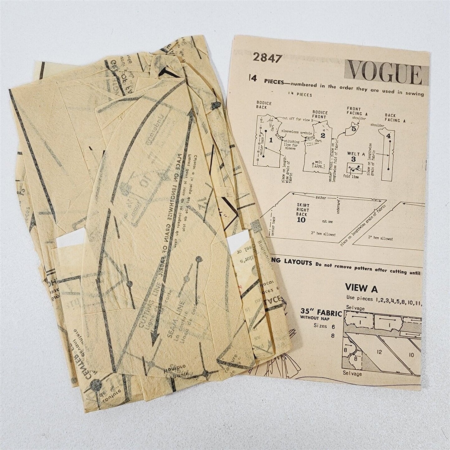 Vintage Vogue Sewing Pattern No. 2847 Girls Dress Size 12 - 1958