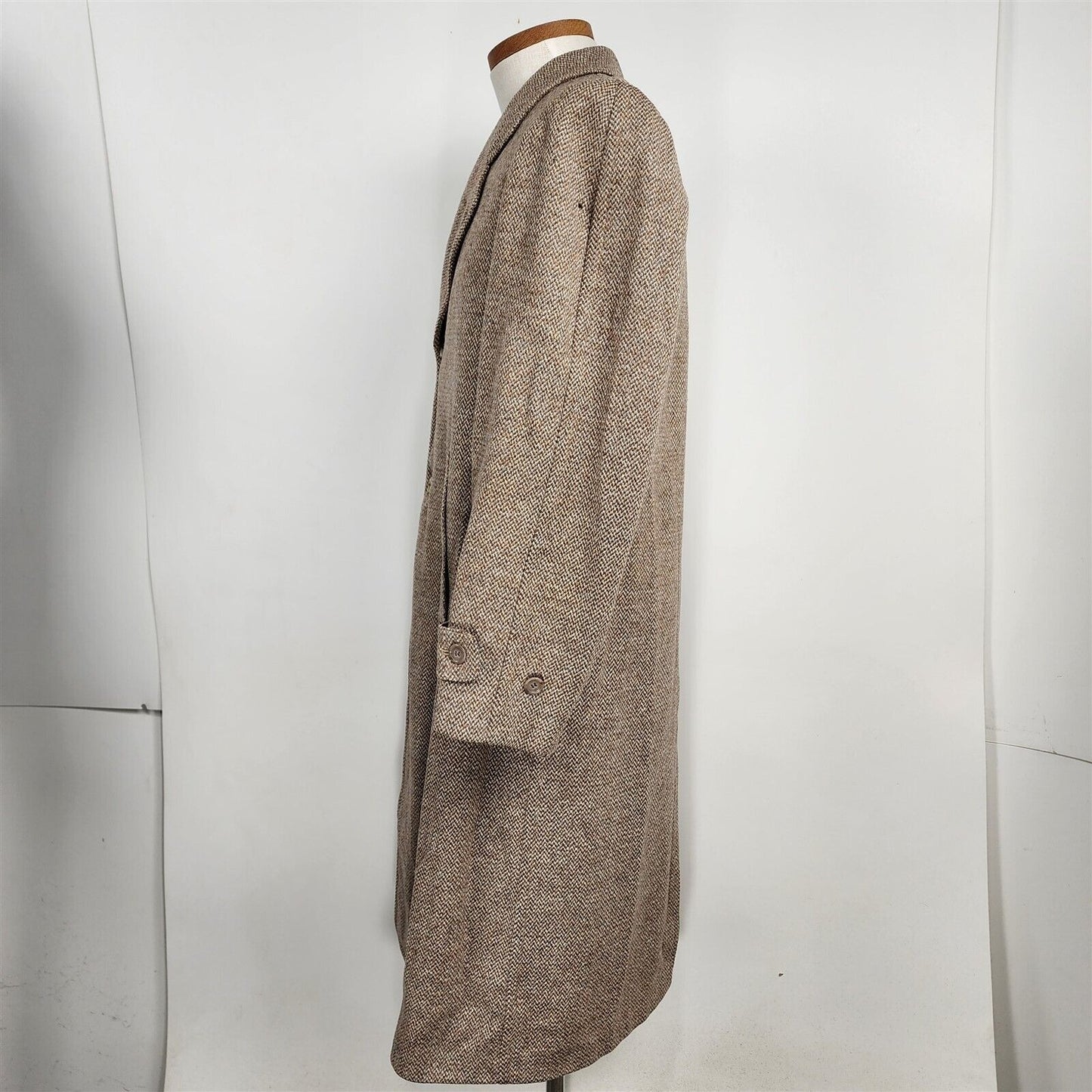 Vintage Knit-tex Penn Traffic Long Brown Beige Wool Overcoat Coat Mens Size 42