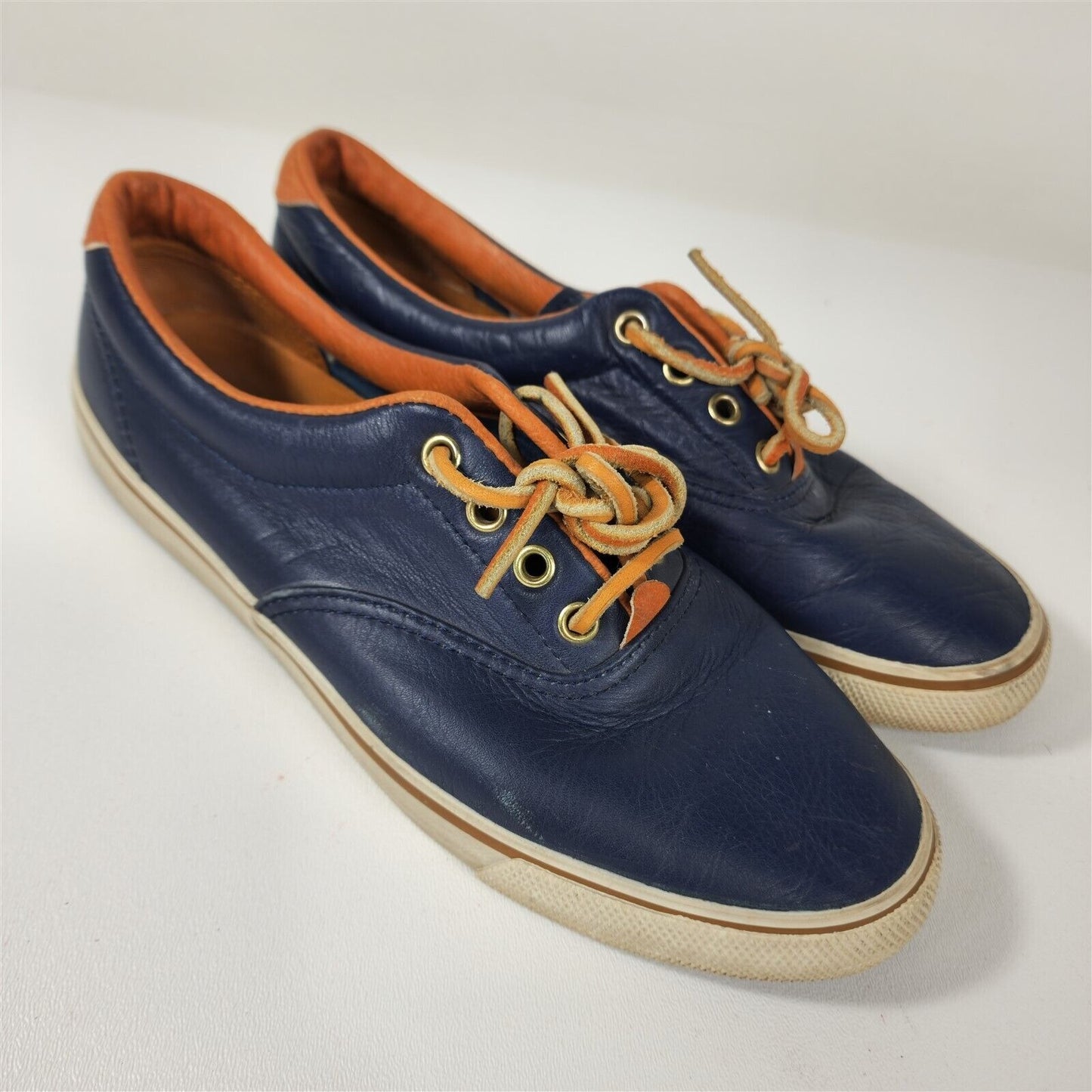 Vintage Keds Blue Leather Lace Up Sneakers Womens Size 7 M