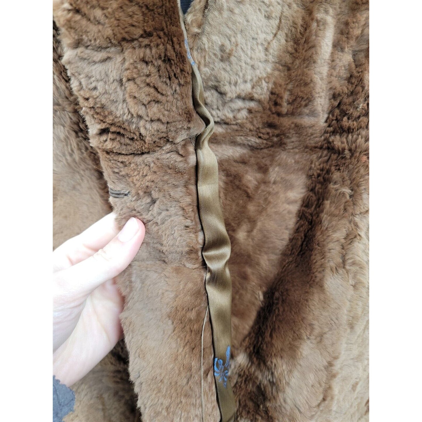 Vintage Brown Fur Coat Tight Short Fur Lined Womens L/XL