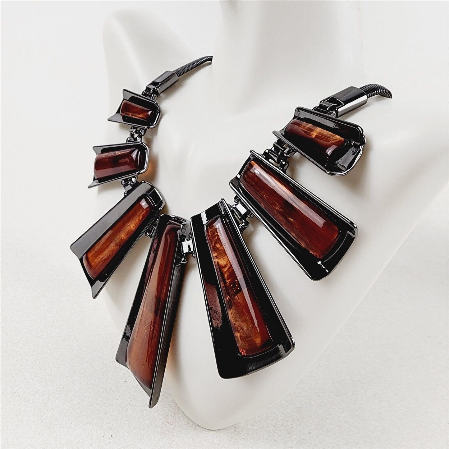 Beautiful Brown Geometric Necklace Earrings Fashion Jewelry Set