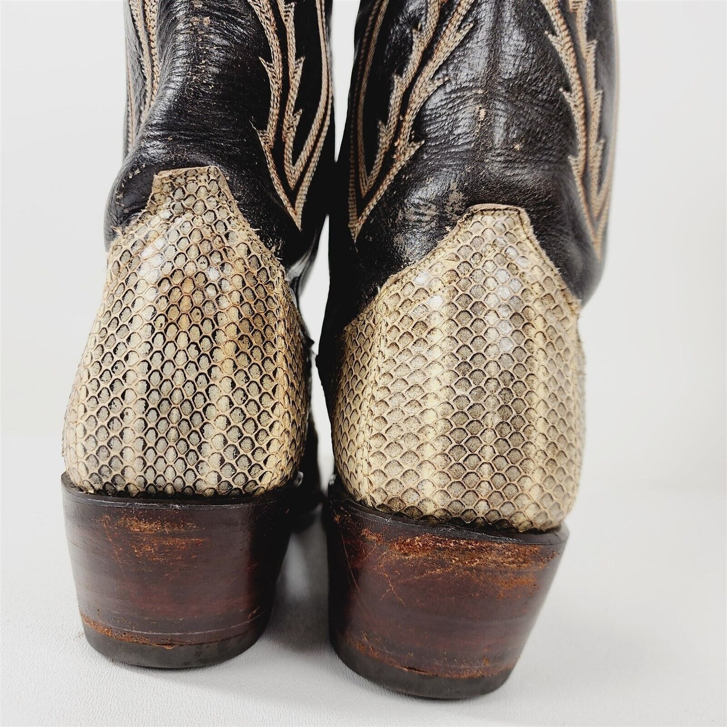 Vintage Tony Lama Leather Python Snakeskin Cowboy Western Boots Size 6B 8460