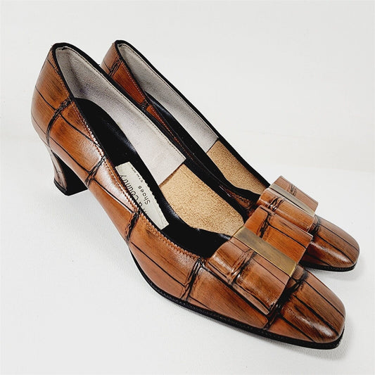 Vintage Town & Country Shoes Brown Leather Heels Size 7.5 AAA