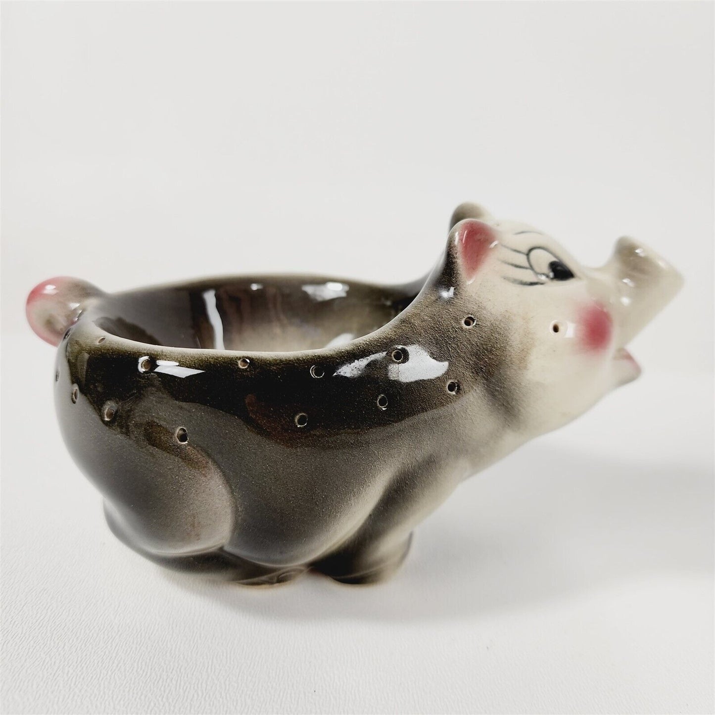 Vintage Ceramic Pig Hatpin Holder Bowl