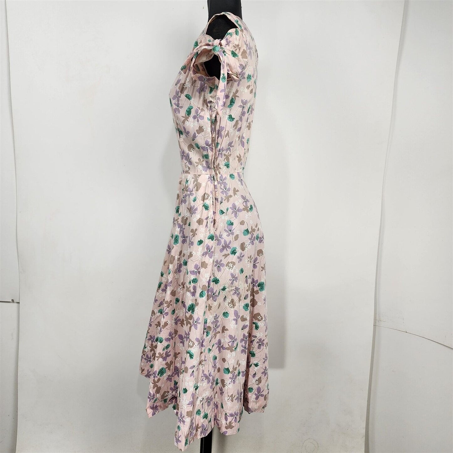 Vintage 1950s Wildman Original Day Dress Party Pink Floral Print Rockabilly