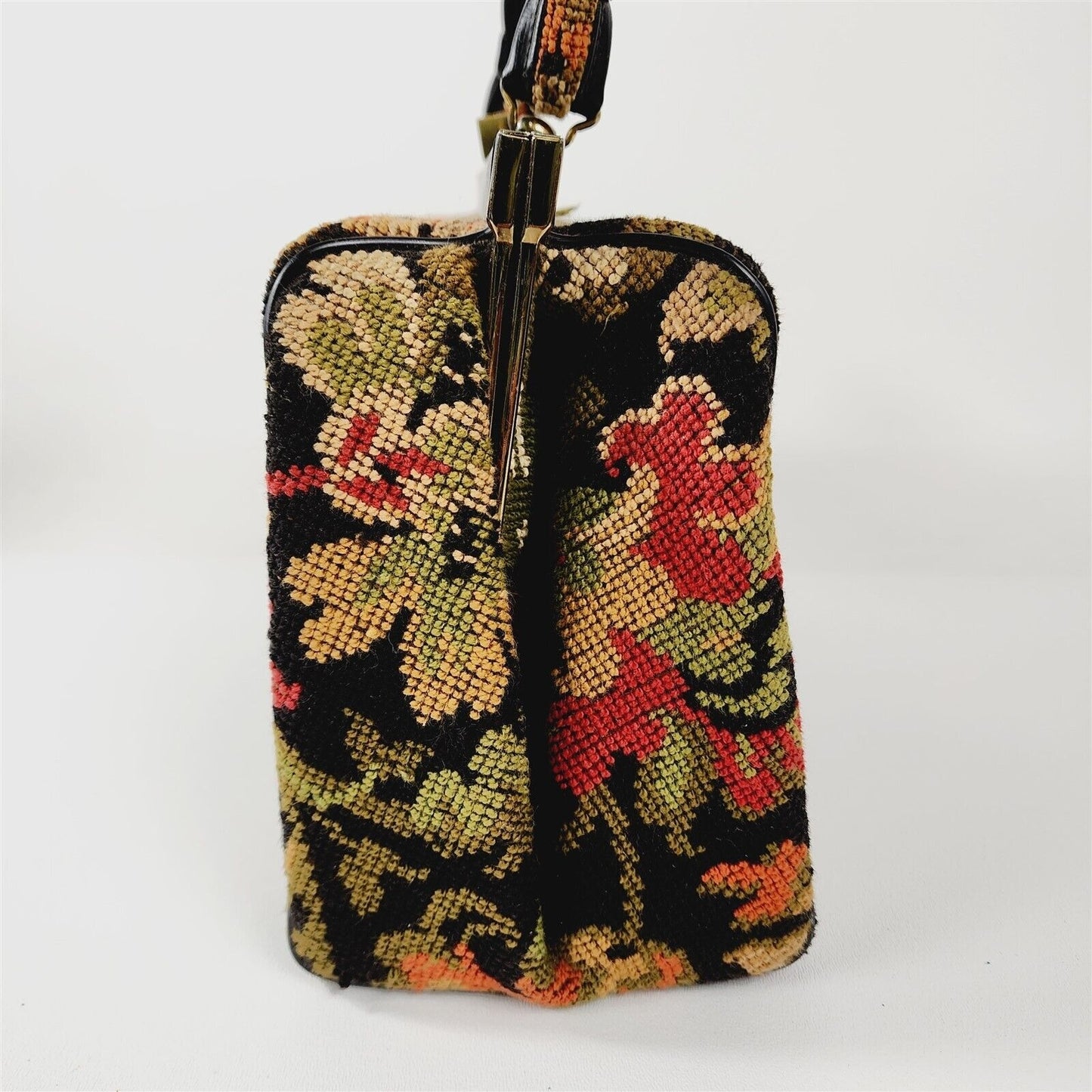 Vintage Garay Floral Tapestry Handbag Top Handle Purse Satchel