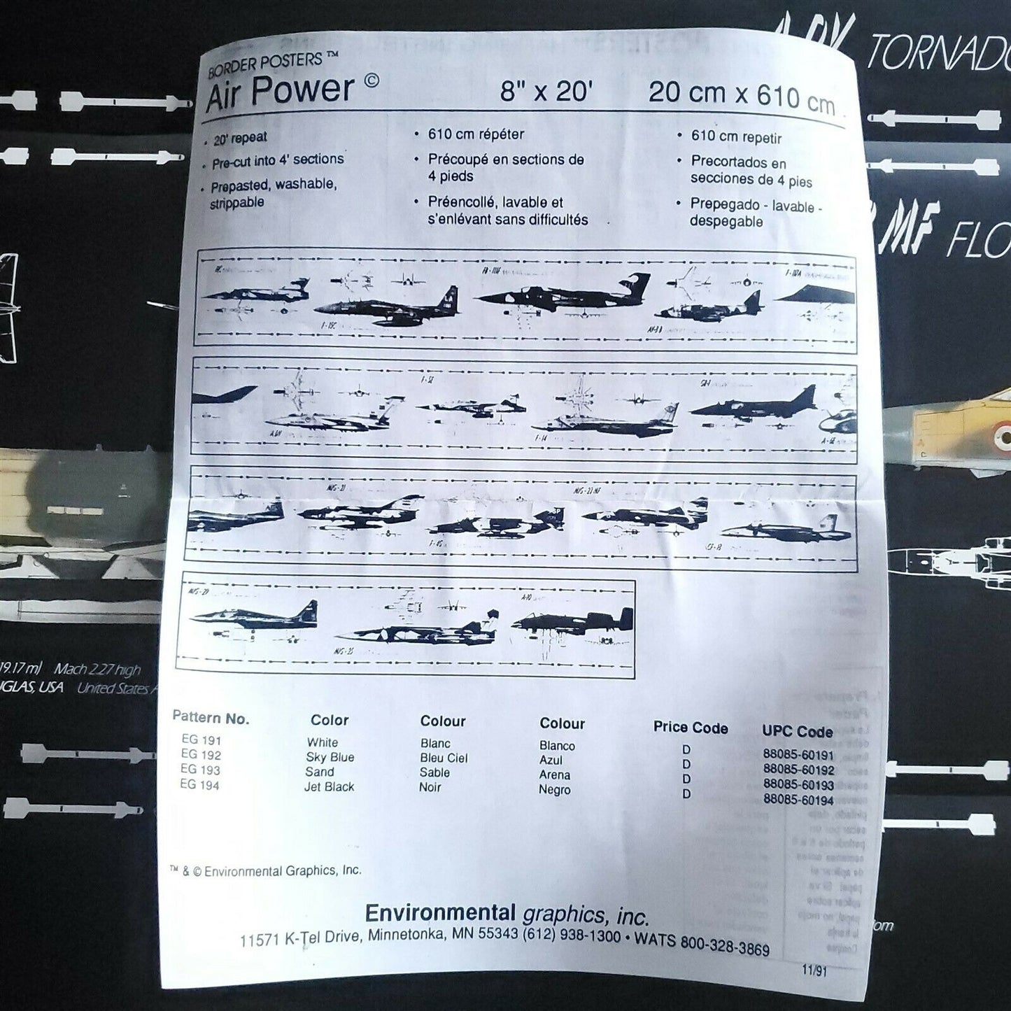 Tailwinds Airpower Border Posters Fighter Jets 1992 MIG-25 Foxbat MIG-29 Fulcrum