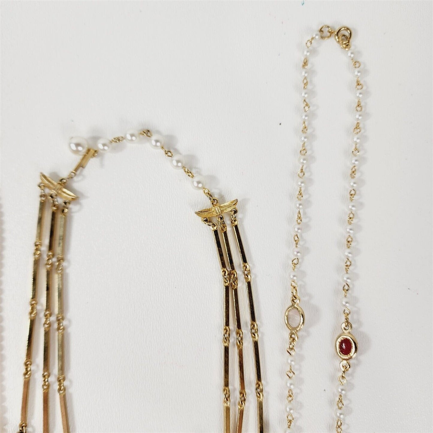 6 Vintage Faux Pearl Beaded Retro Necklaces