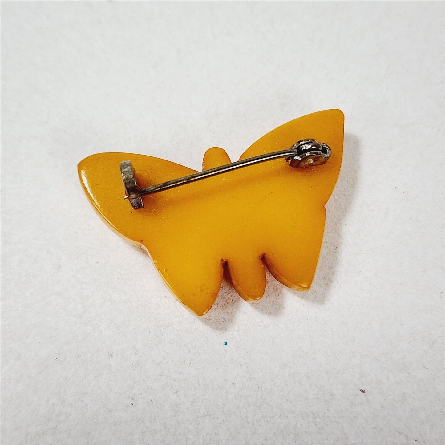 Vintage Carved Butterscotch Yellow Bakelite Butterfly Brooch Small