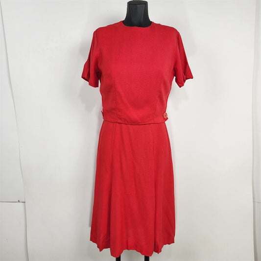 Vintage Alison Ayres 1950s/60s Red Short Sleeve A-Line Dress