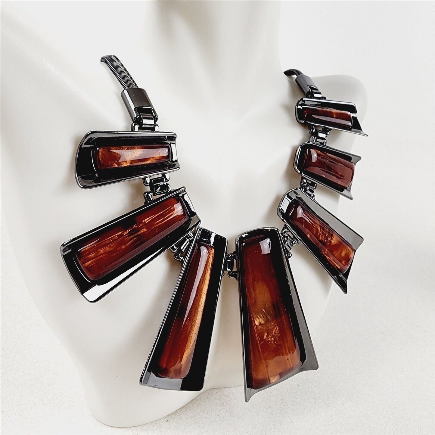 Beautiful Brown Geometric Necklace Earrings Fashion Jewelry Set