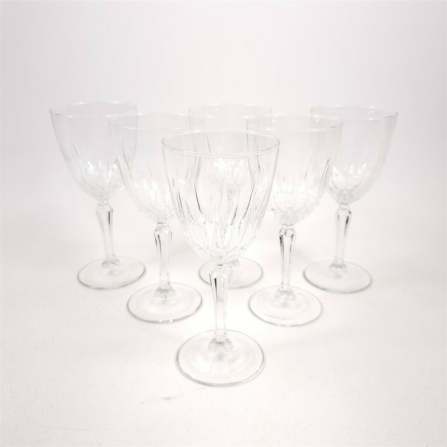 6 Vintage Cristal d'Arques-Durand Diamant Lead Crystal Water Goblet Glass 6.75"