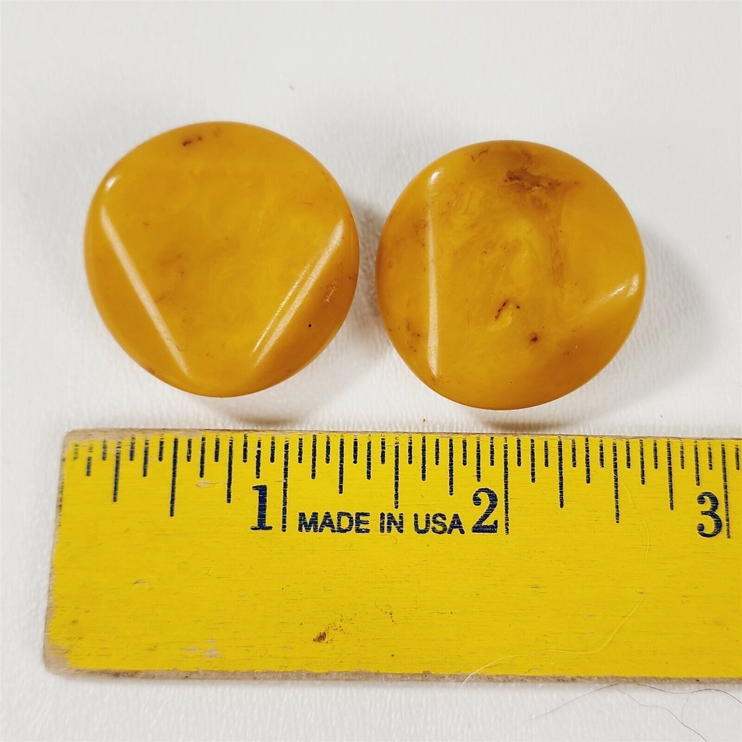 Vintage Butterscotch Yellow Swirl Catalin Bakelite Clip On Earrings