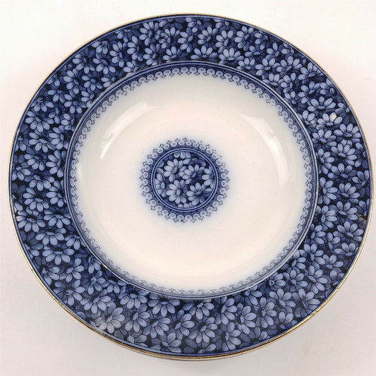 4 WAA William Alsager Adderley Daisy Blue 9 7/8" Rimmed Dinner Bowls