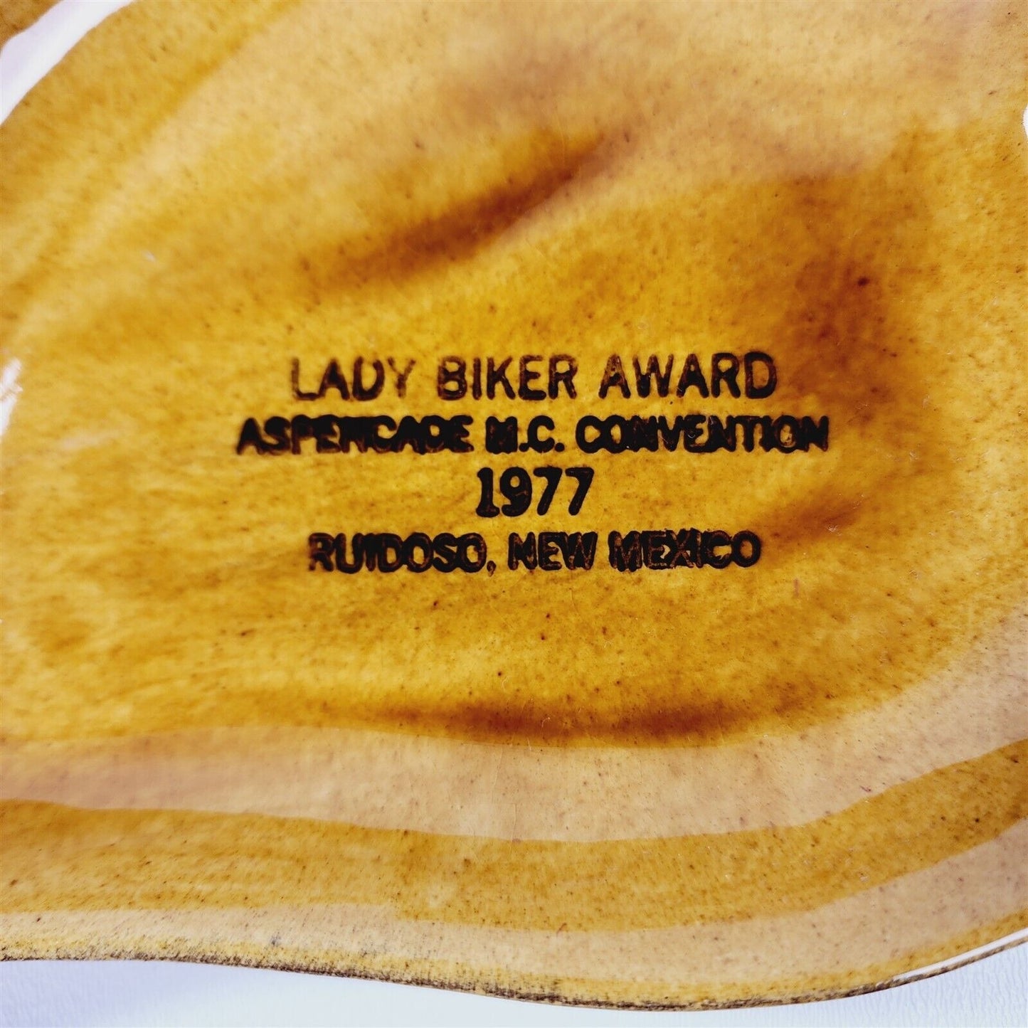 Vintage 1977 Lady Biker Award Aspencade Motorcycle Ruidoso NM Honda Dish Tray