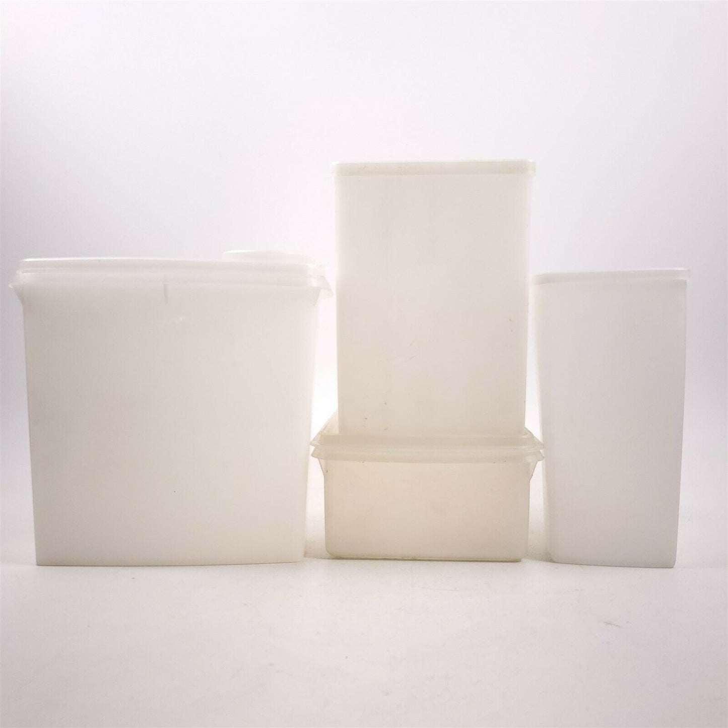 4 Vintage Tupperware Sheer Storage Containers 313, 484, 469, 677 Cereal IceCream