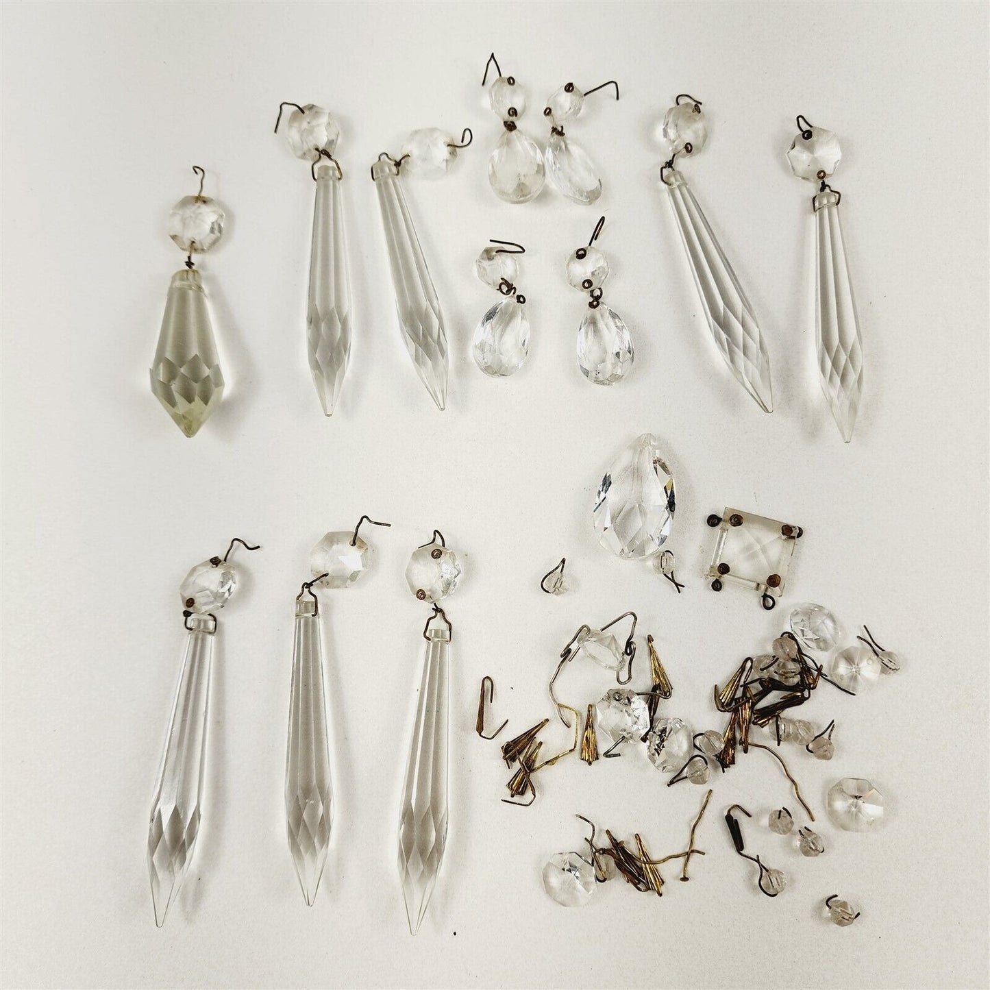 50 Pcs Vintage Chandelier Lamp Replacement Parts Crystal Prism Icicle Teardrops