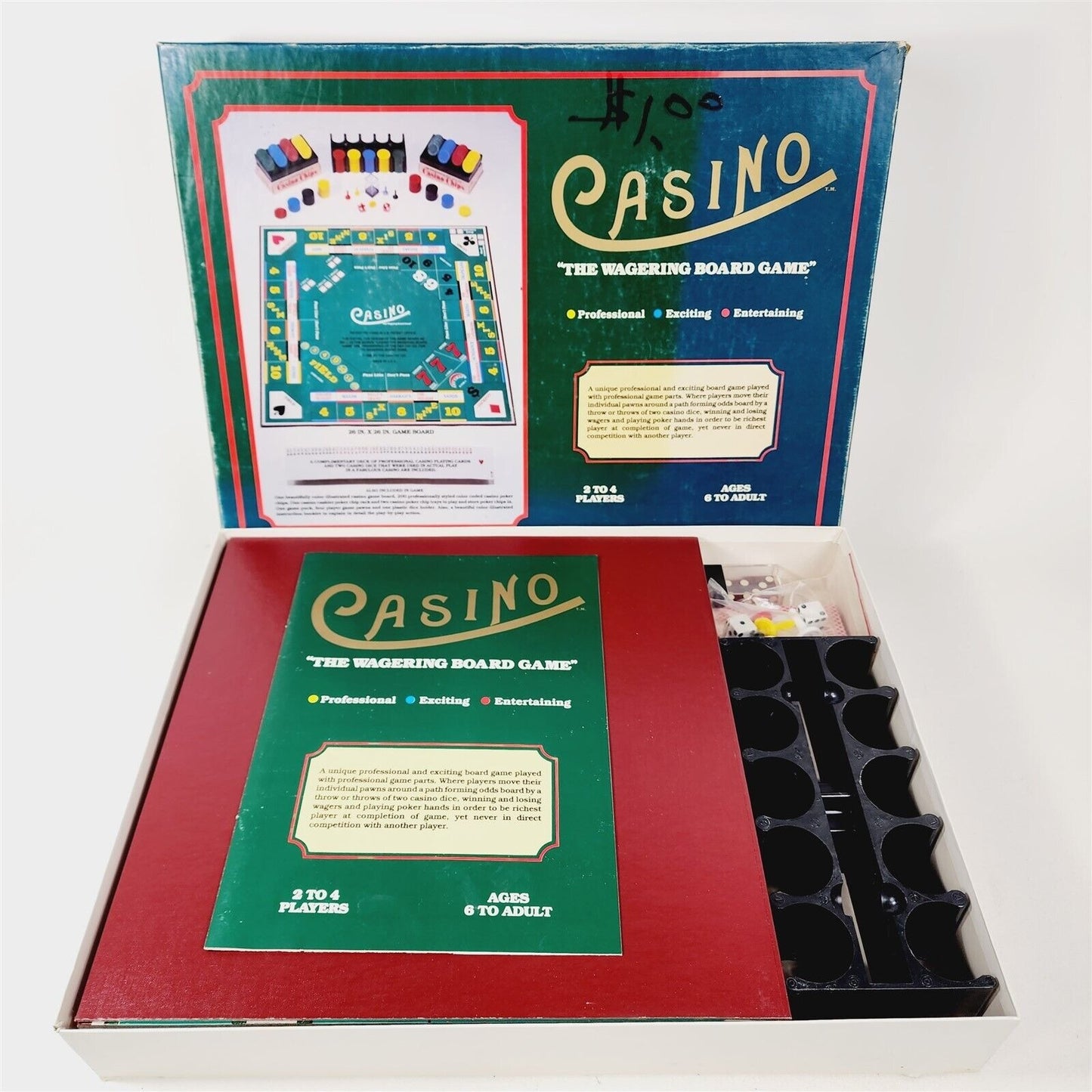 Vintage 1987 Dan-Tay Co Casino The Wagering Board Game Seattle WA - Complete