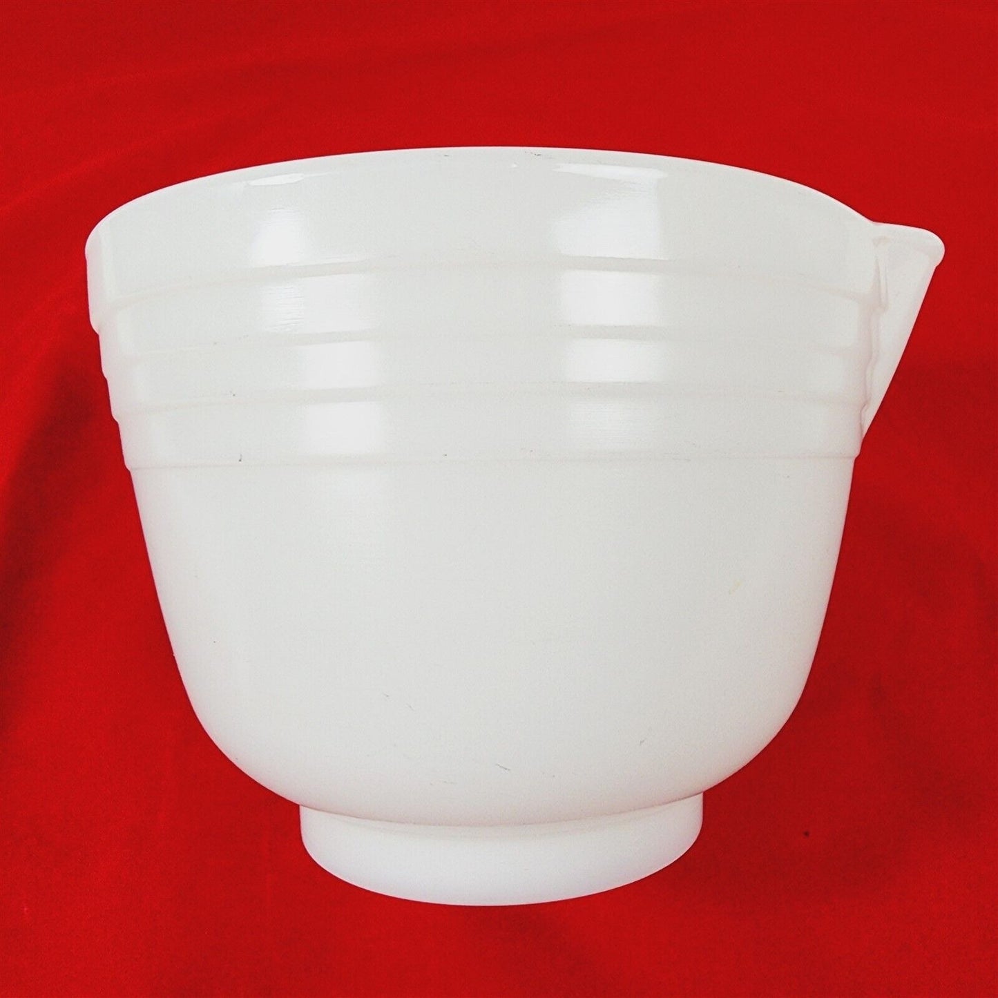 Vintage Pyrex Hamilton Beach White Glass Ribbed Mixing Bowl w/ Spout