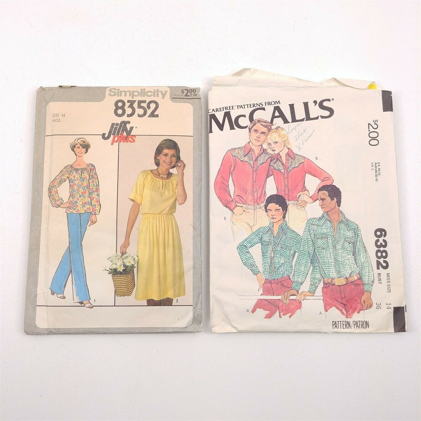 6 Vtg Sewing Patterns Size 14 Womens Pants Shirts Dresses McCall's Simplicity