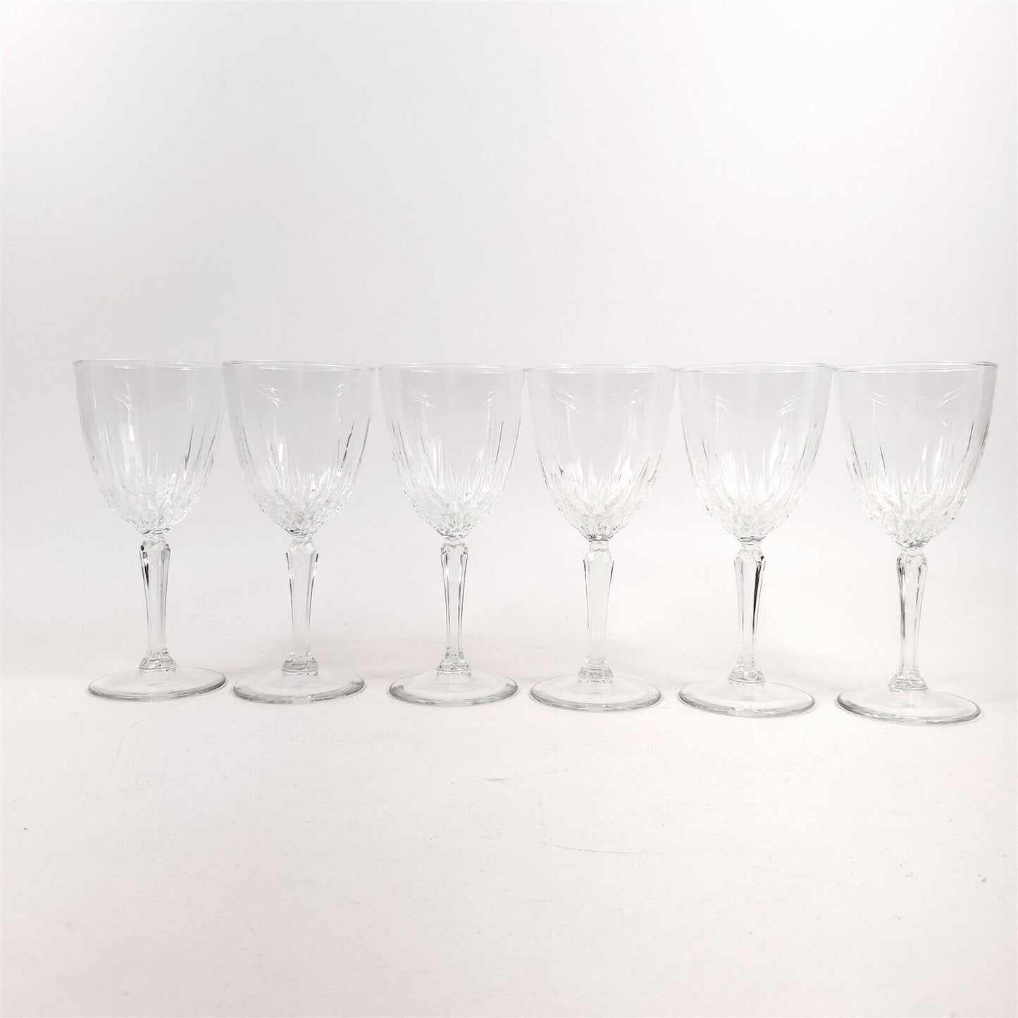 6 Vintage Cristal d'Arques-Durand Diamant Lead Crystal Water Goblet Glass 6.75"