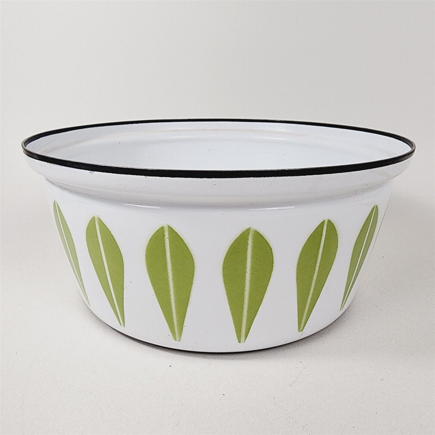 Vintage Catherineholm White & Avocado Green Lotus Stock Pot 10 3/4" - No Lid