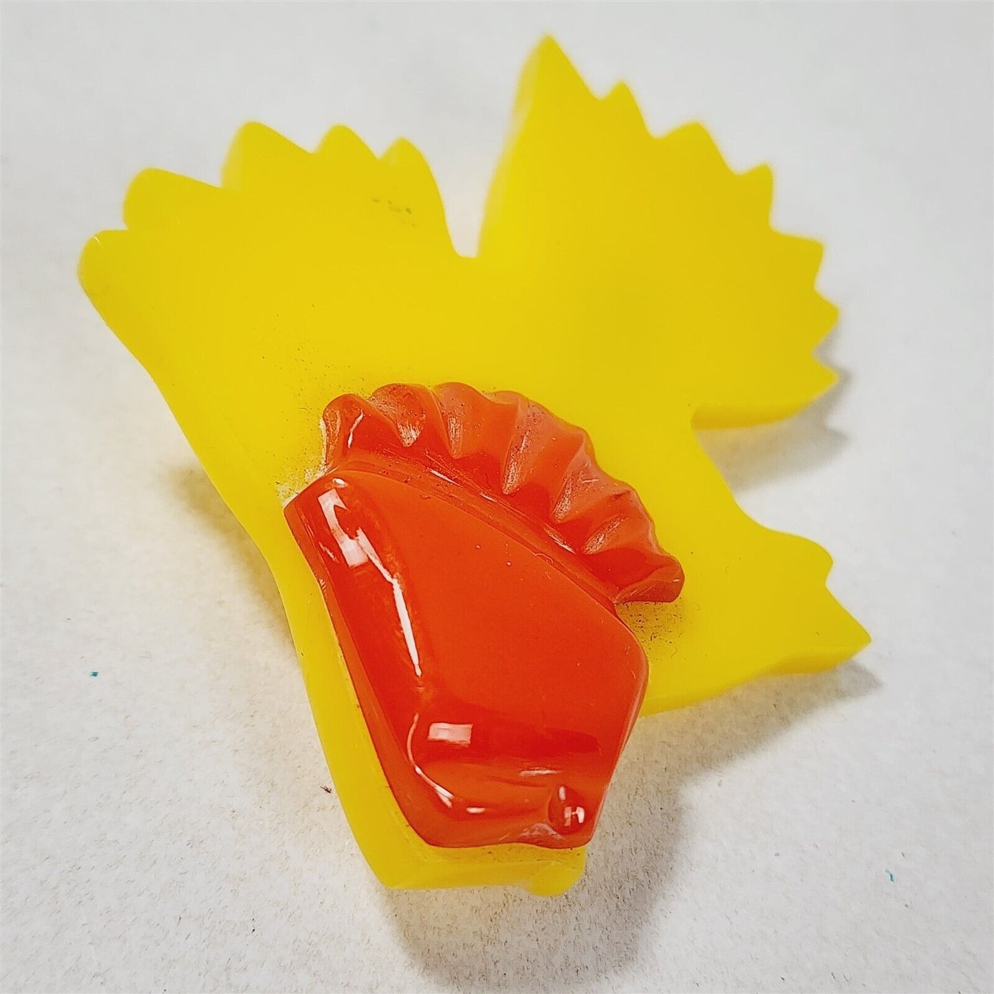 Vintage Yellow Orange Layered Bakelite Goldfish Fish Brooch - 3"