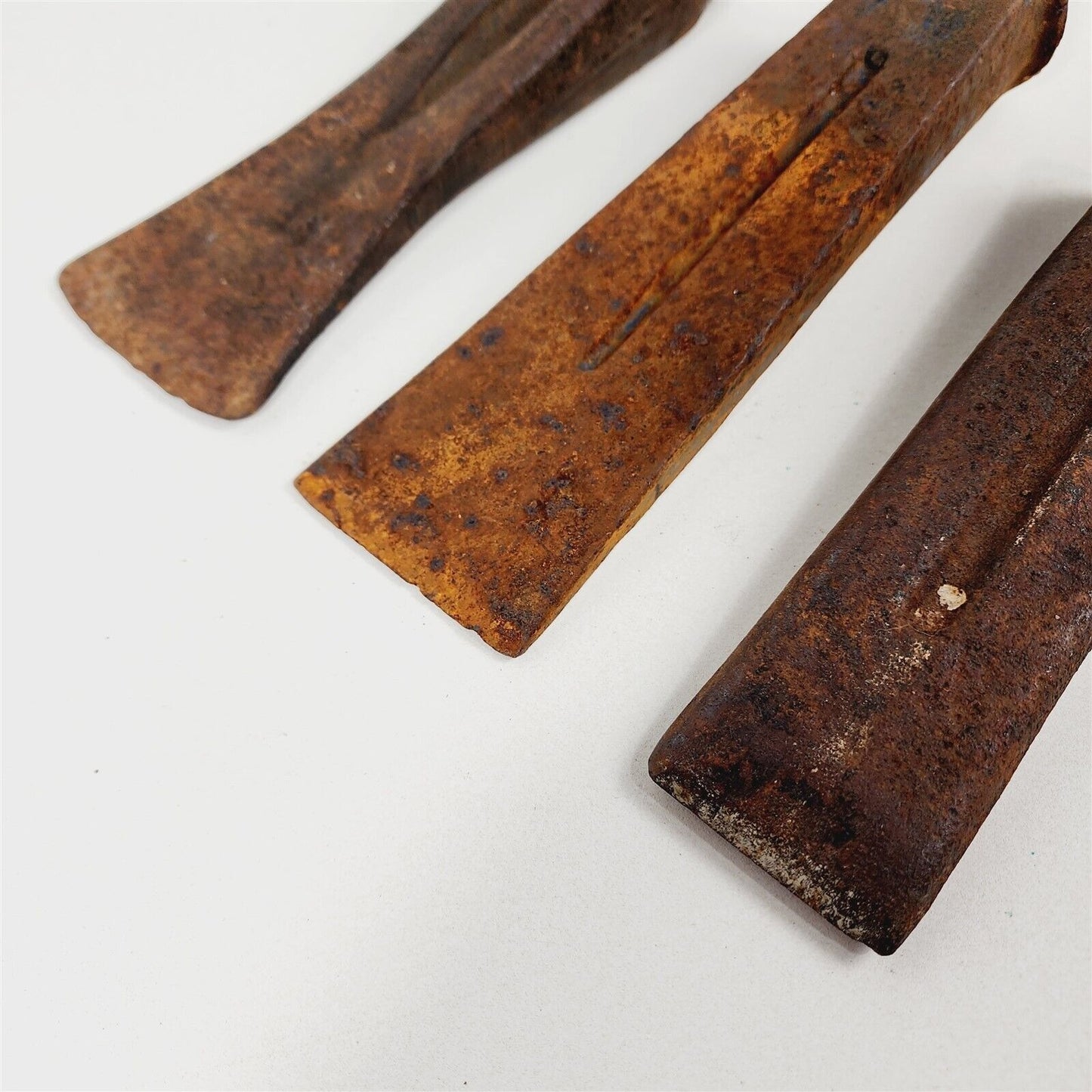 3 Vintage Cast Iron Wood Splitting Wedges Logging - 9 1/2"-10"