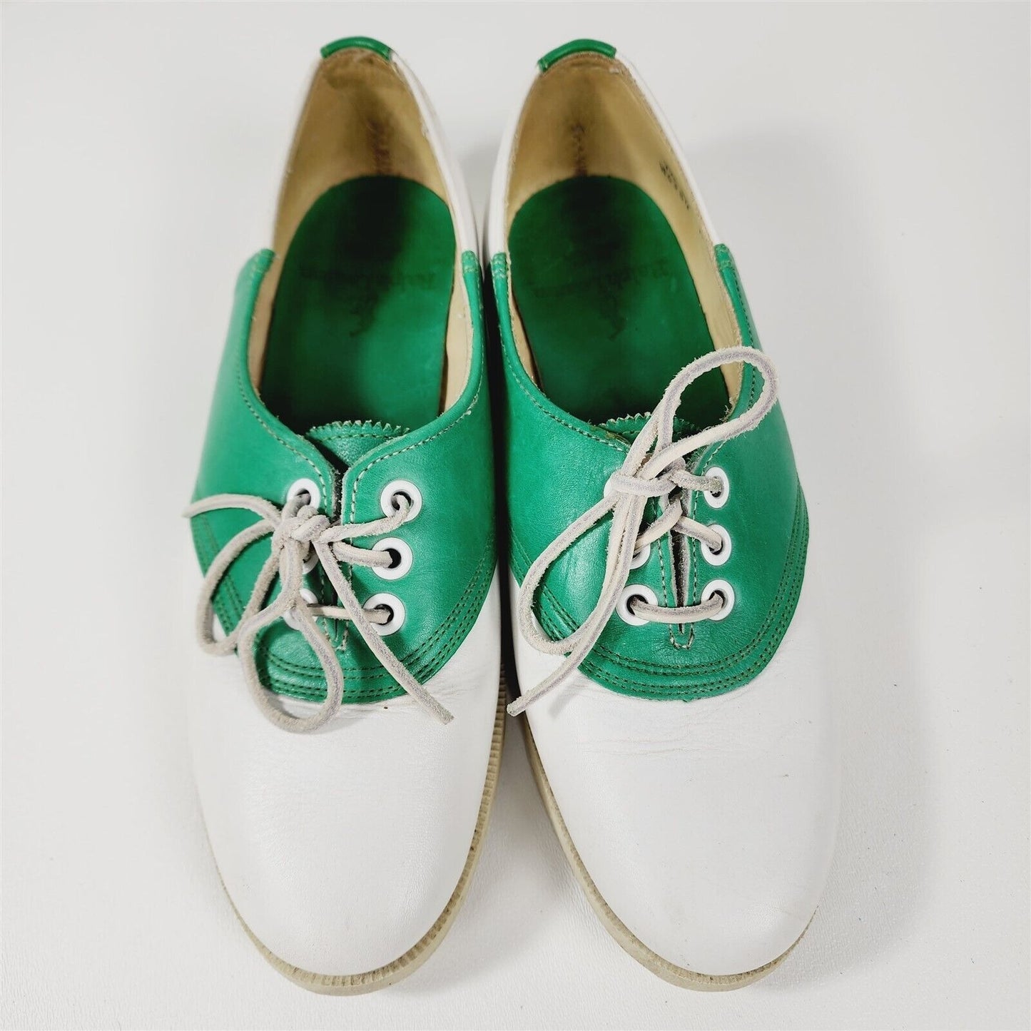 Vintage 1980's Polo by Ralph Lauren Green White Saddle Shoes Size 7.5 B