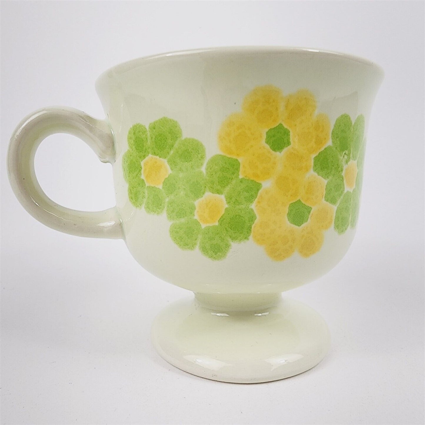 4 Pc Vintage Franciscan Earthenware Picnic Yellow Green Floral Plates & Mug Cup