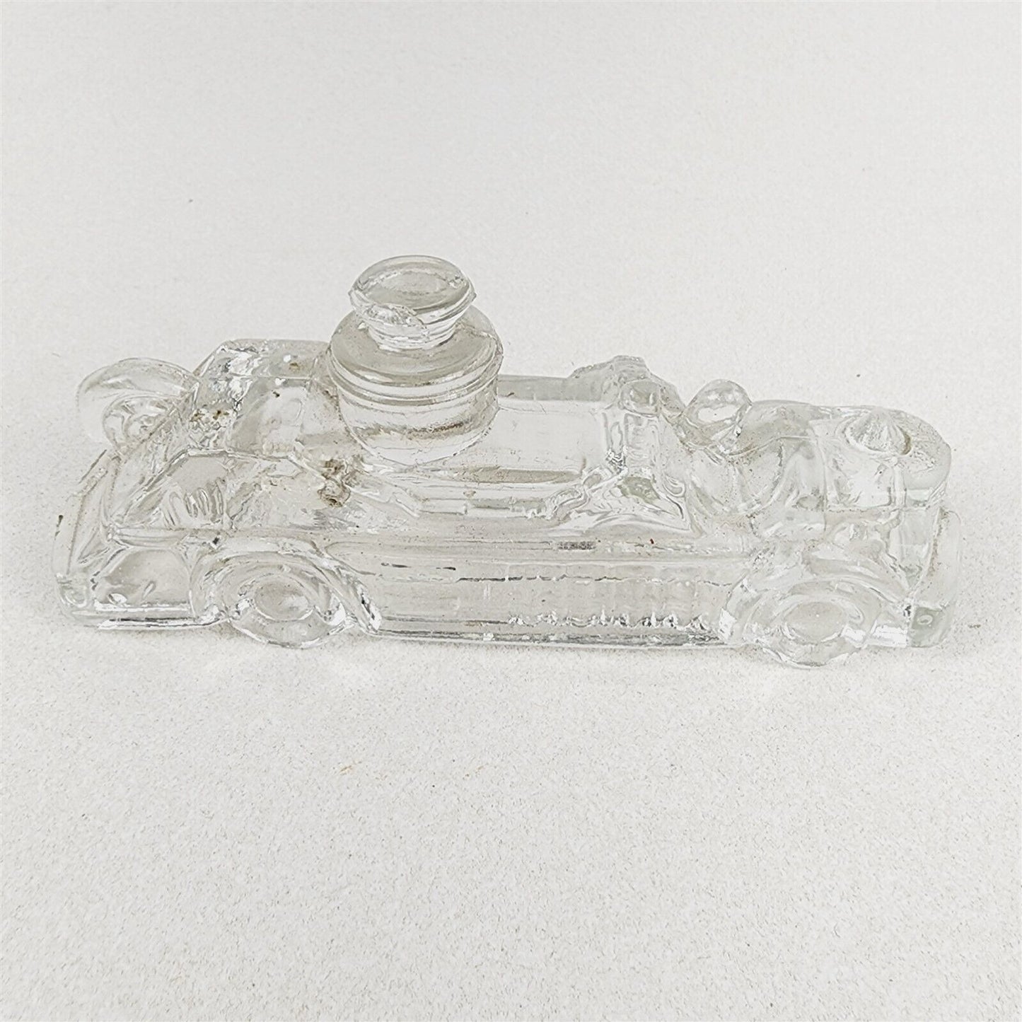 3 Vintage Clear Glass Candy Containers Dishes Fire Truck, Telephone, Scottie Dog