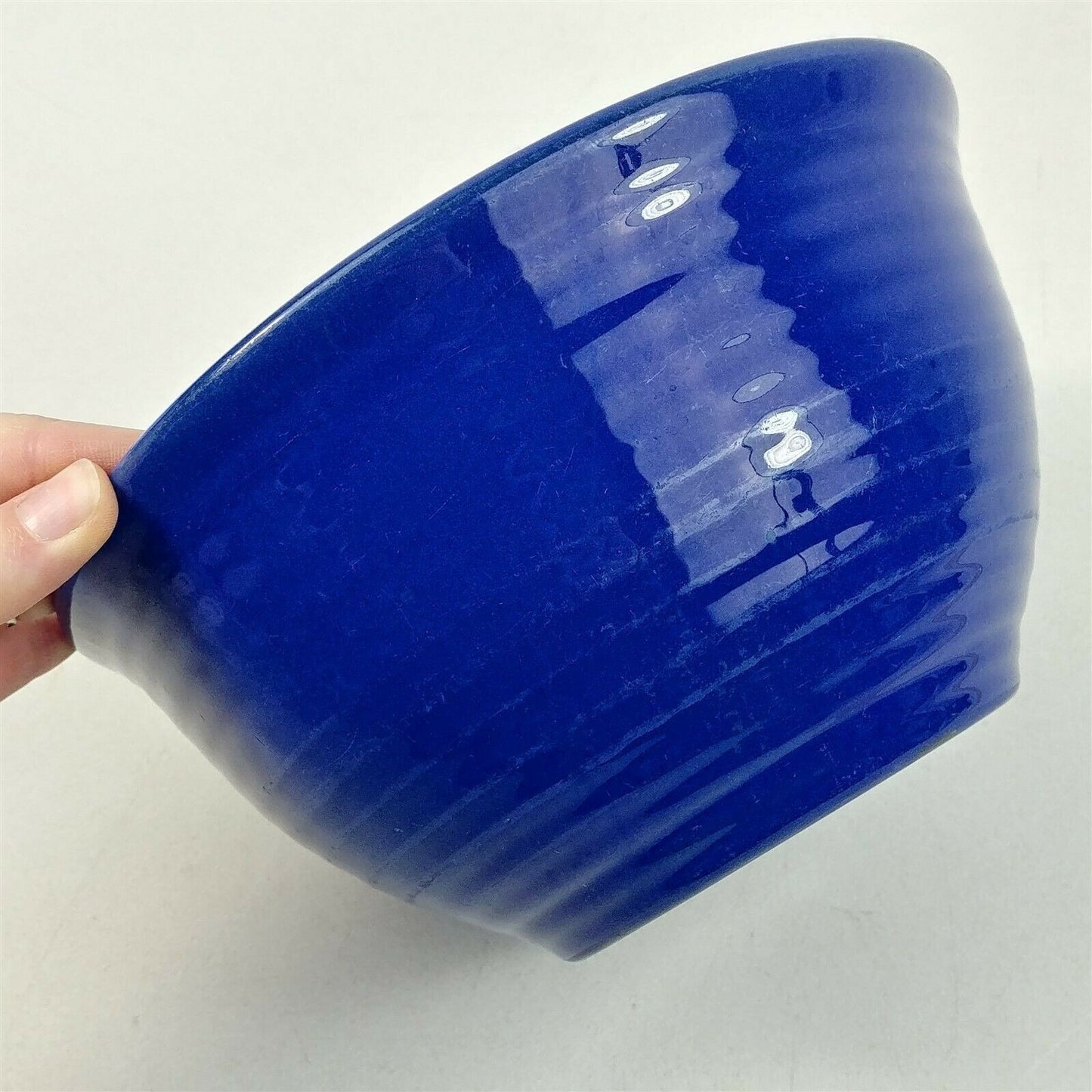 Pottery 8.5" Dia 5" Tall Blue Mixing Bowl - No Markings