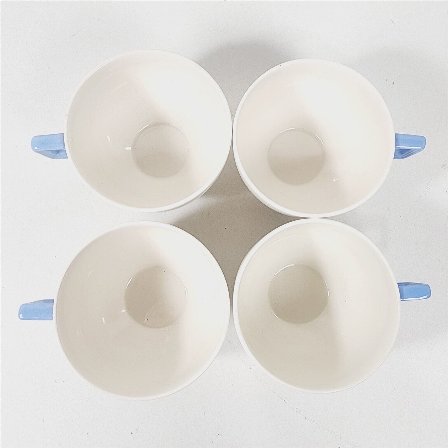 4 Vintage Johnson Bros English Oak White Blue Trim Tea Cups