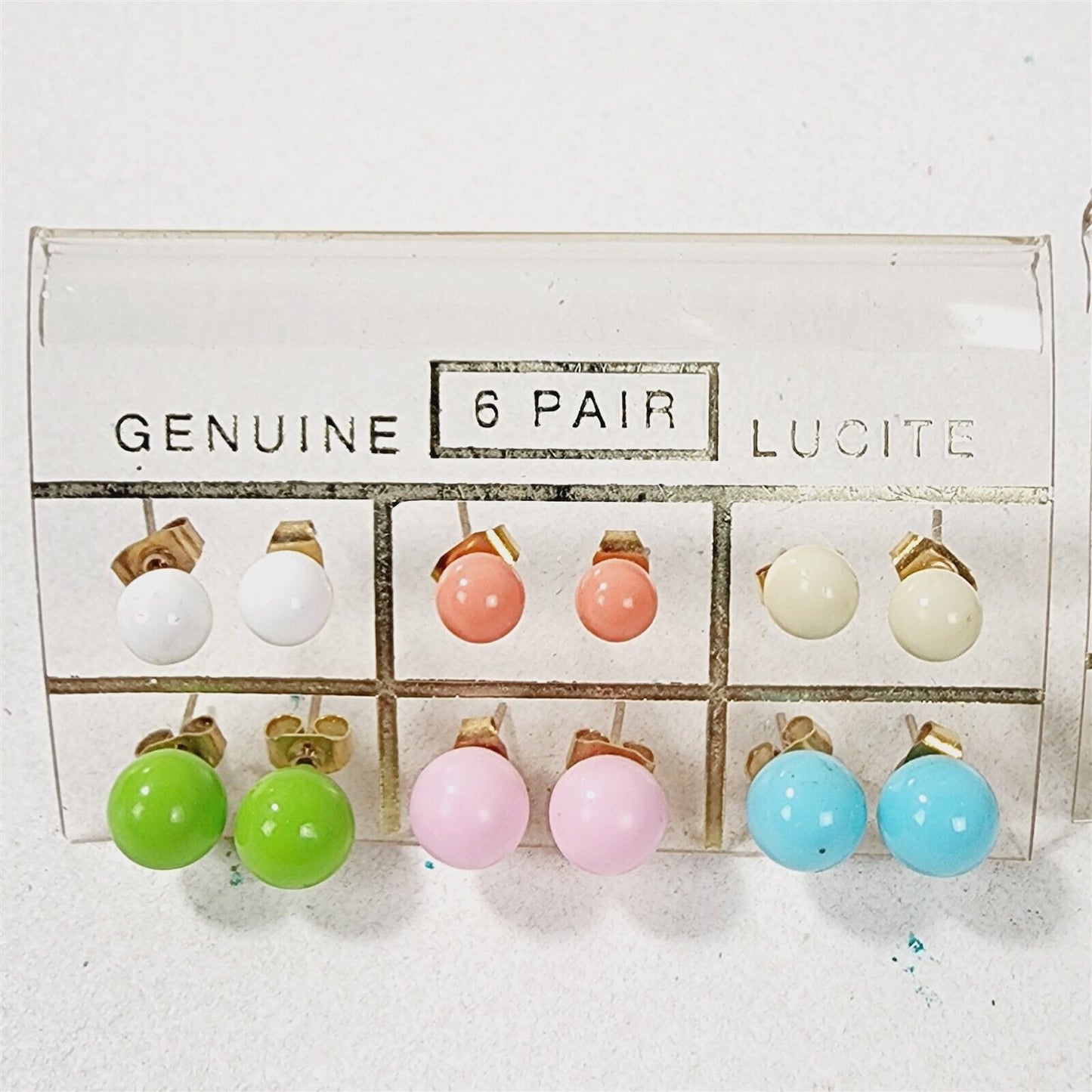 11 Pairs of Vintage Lucite Retro Round Ball Stud Earrings Pierced + 1 Single