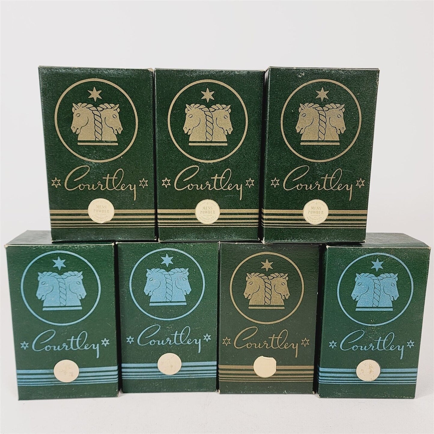 7 Vintage 1940s Courtley Green Mens 3 Cologne, 4 Powder in Original Boxes #1