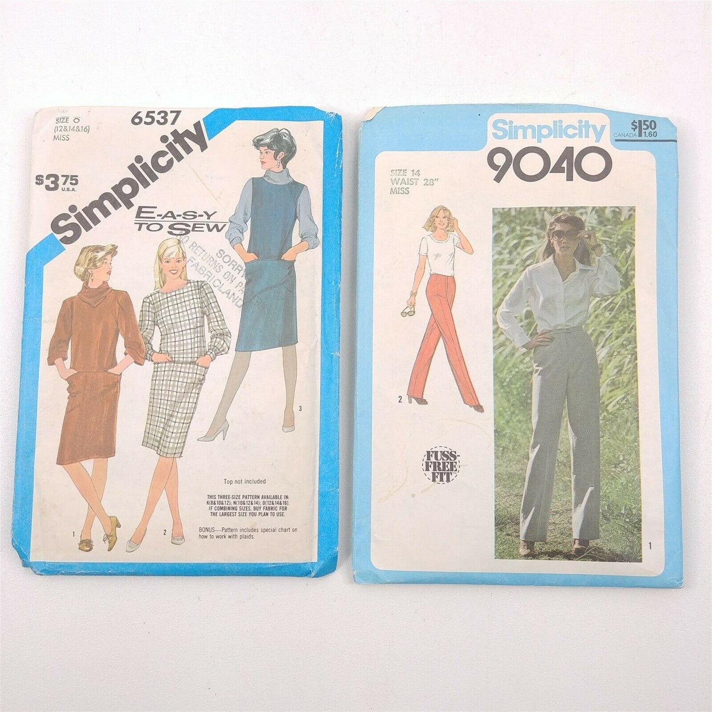 6 Vtg Sewing Patterns Size 14 Womens Pants Shirts Dresses McCall's Simplicity