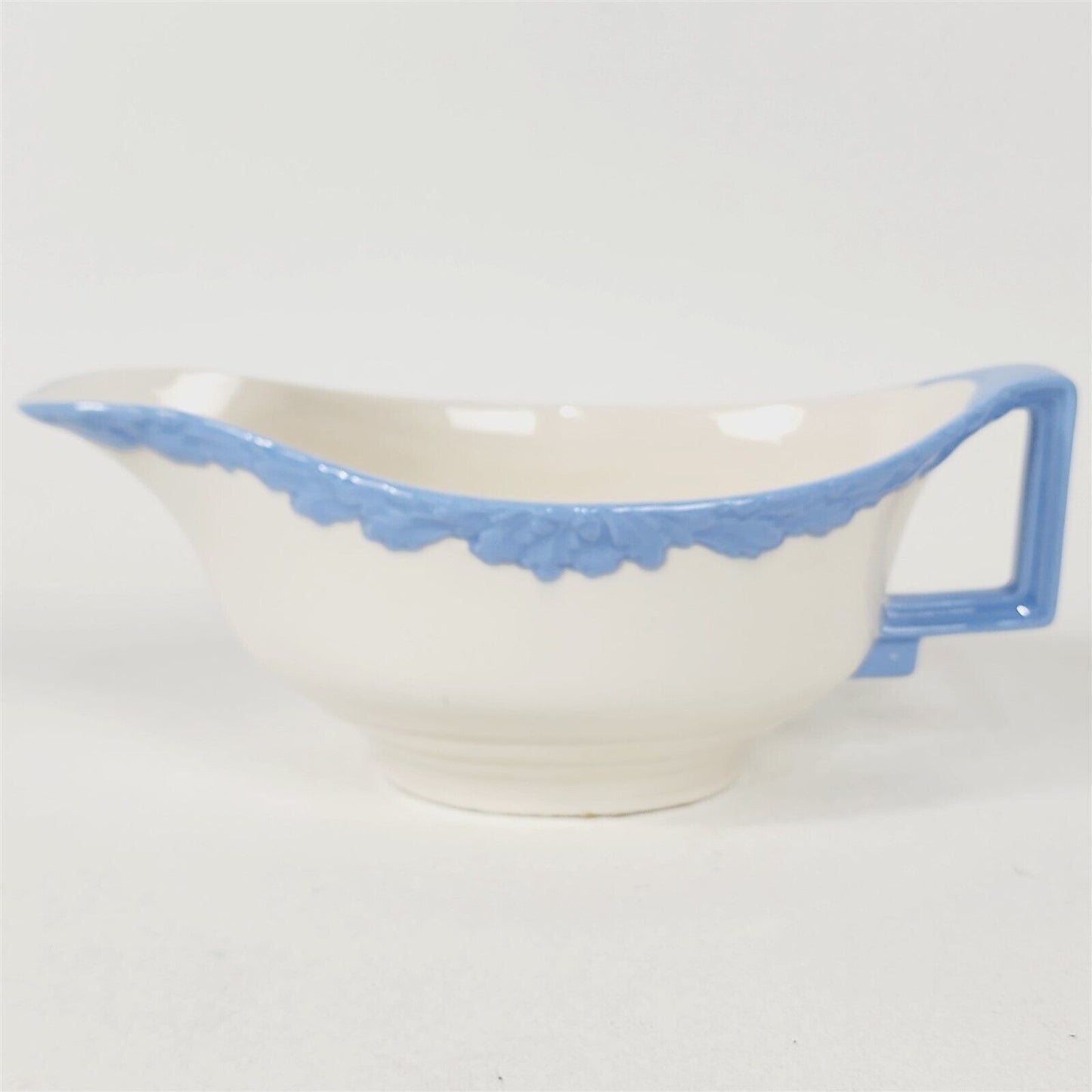 Vintage Johnson Bros English Oak White Blue Trim Gravy Boat