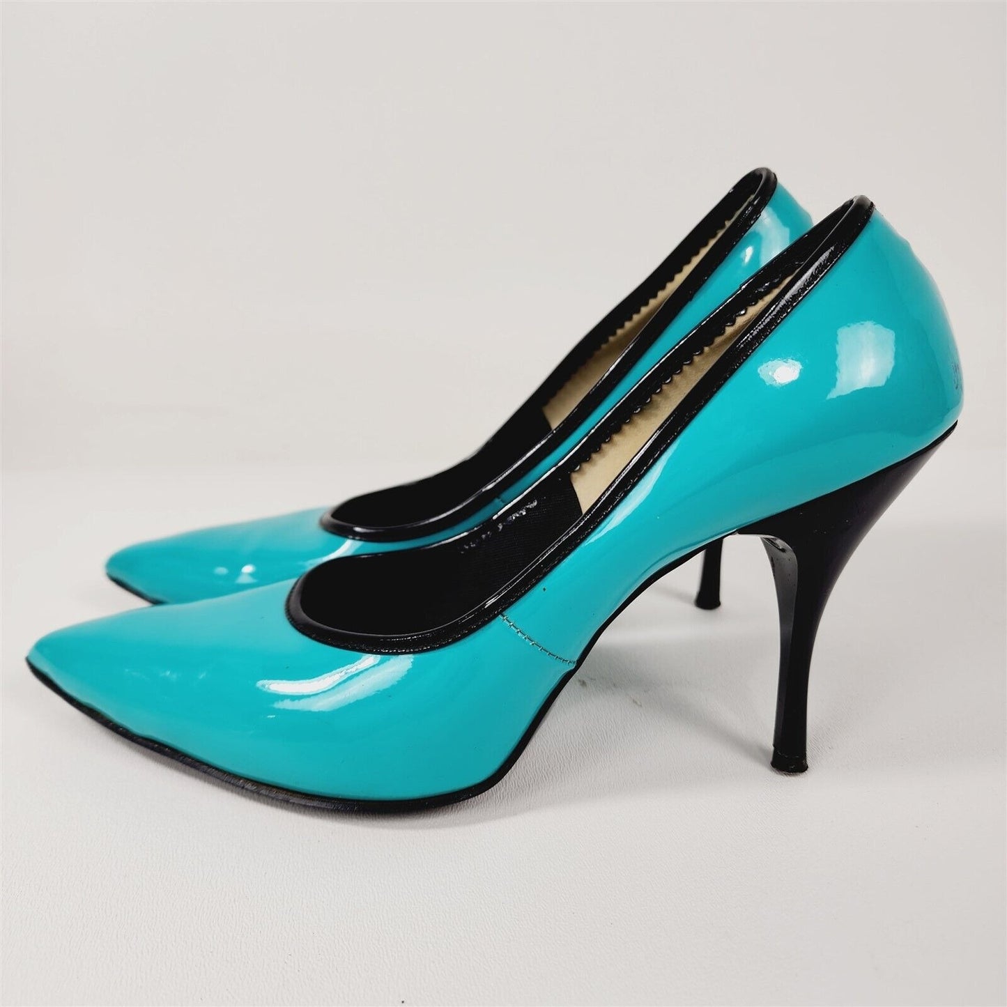 Vintage Karl's Turquoise Blue Pointed Toe Pumps Heels Shoes Size 6.5