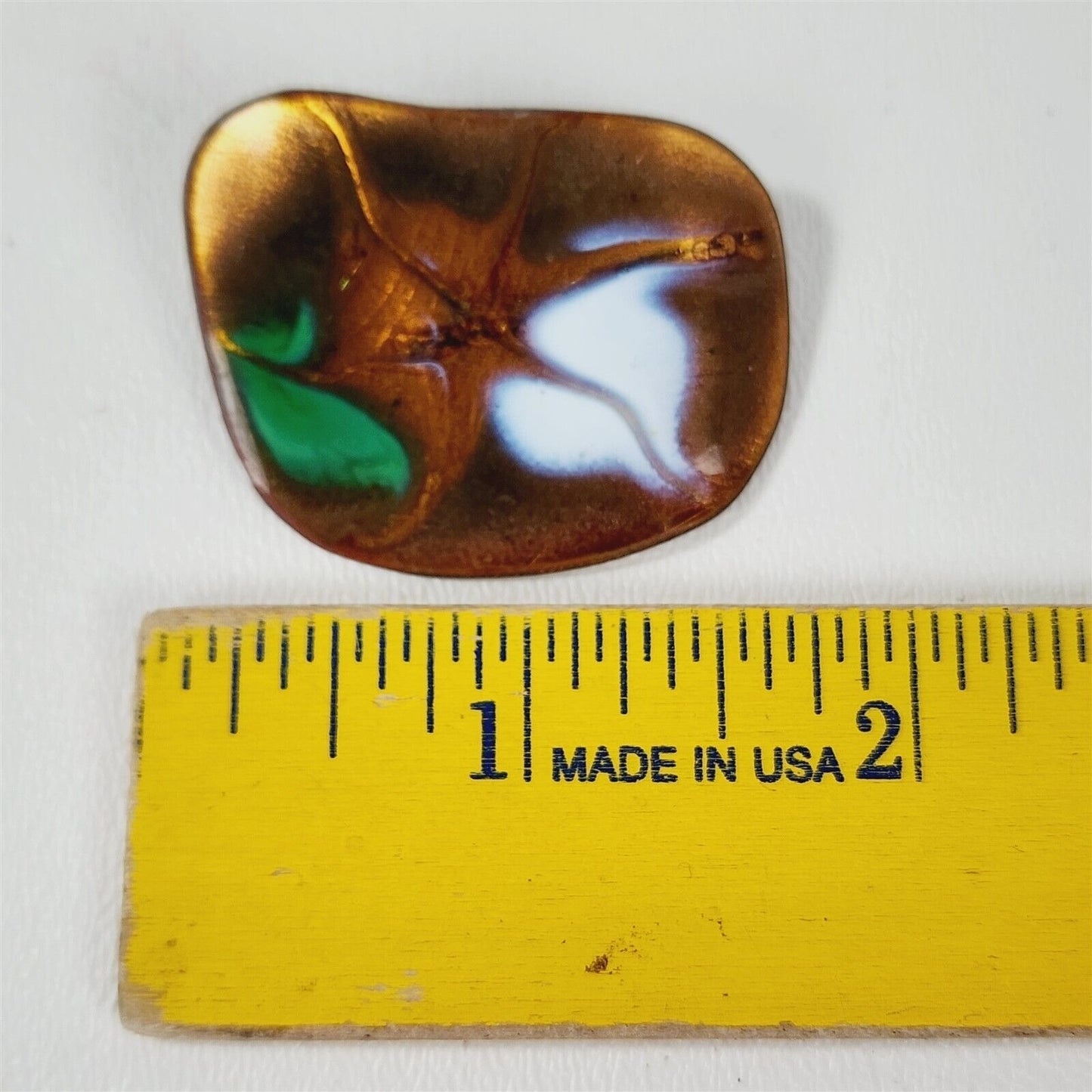 Vintage Copper Enamel Modernist MCM Abstract Brooch Pin