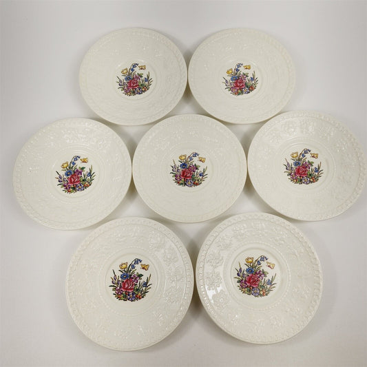 7 Vintage Wedgwood Tintern Wellesley Soup Bowl Saucers - 7"