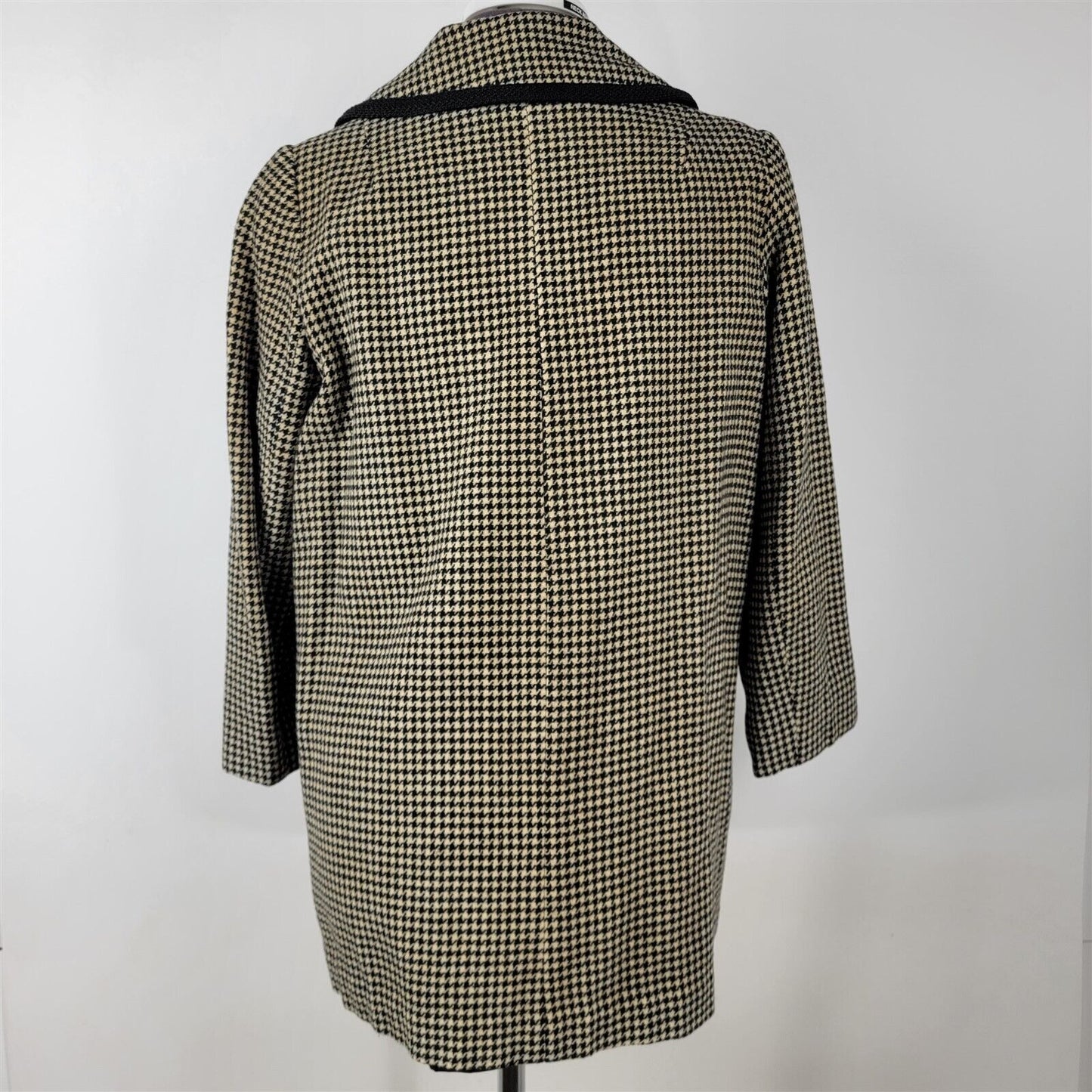 Vintage 1960s Black & Cream Wool 3/4 Length Coat Womens Size L