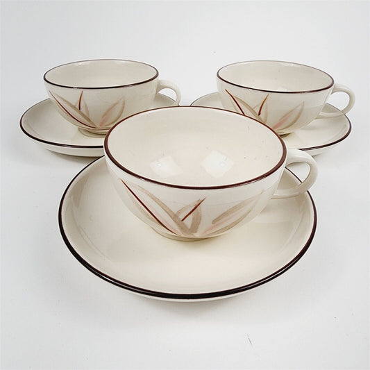 3 Vintage Winfield Passion Flower Teacup & Saucer Sets