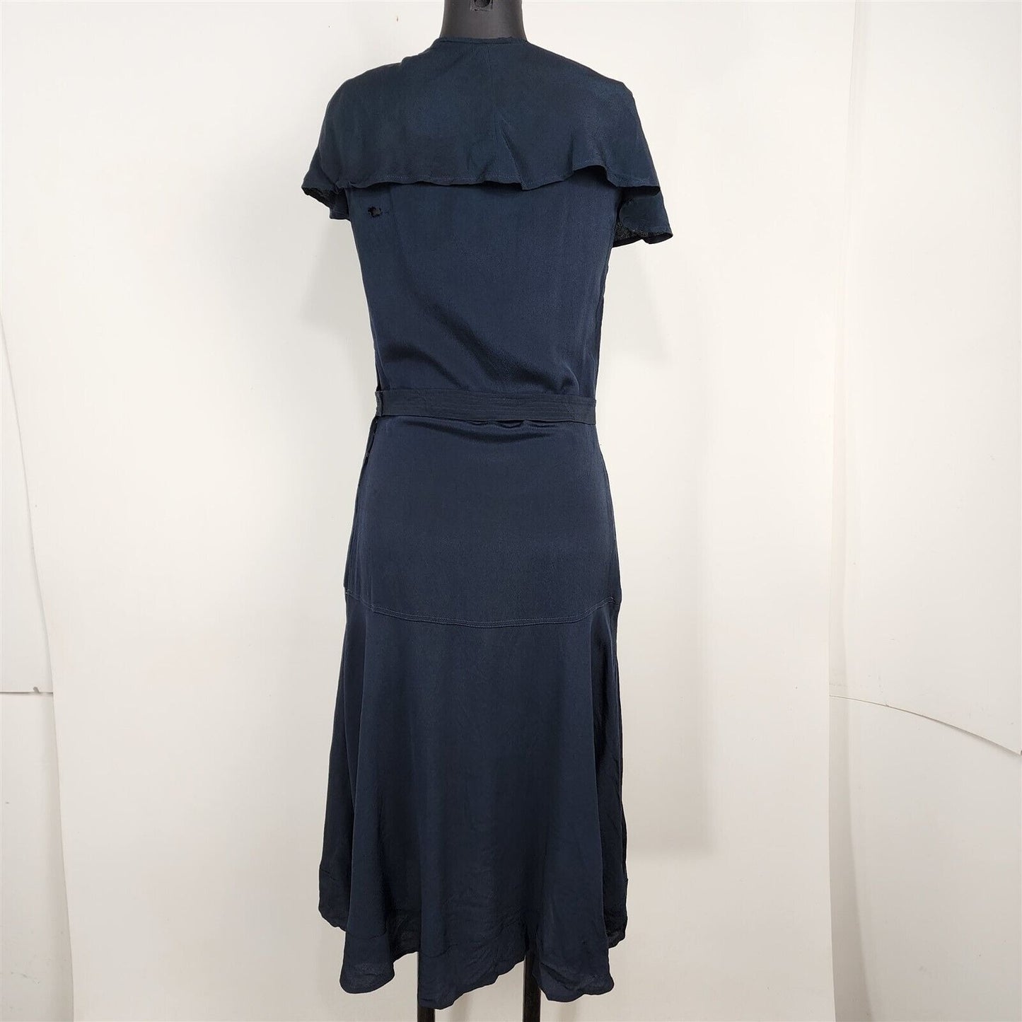 Vintage Dark Blue Short Sleeve Crepe Dress Costume Theatre