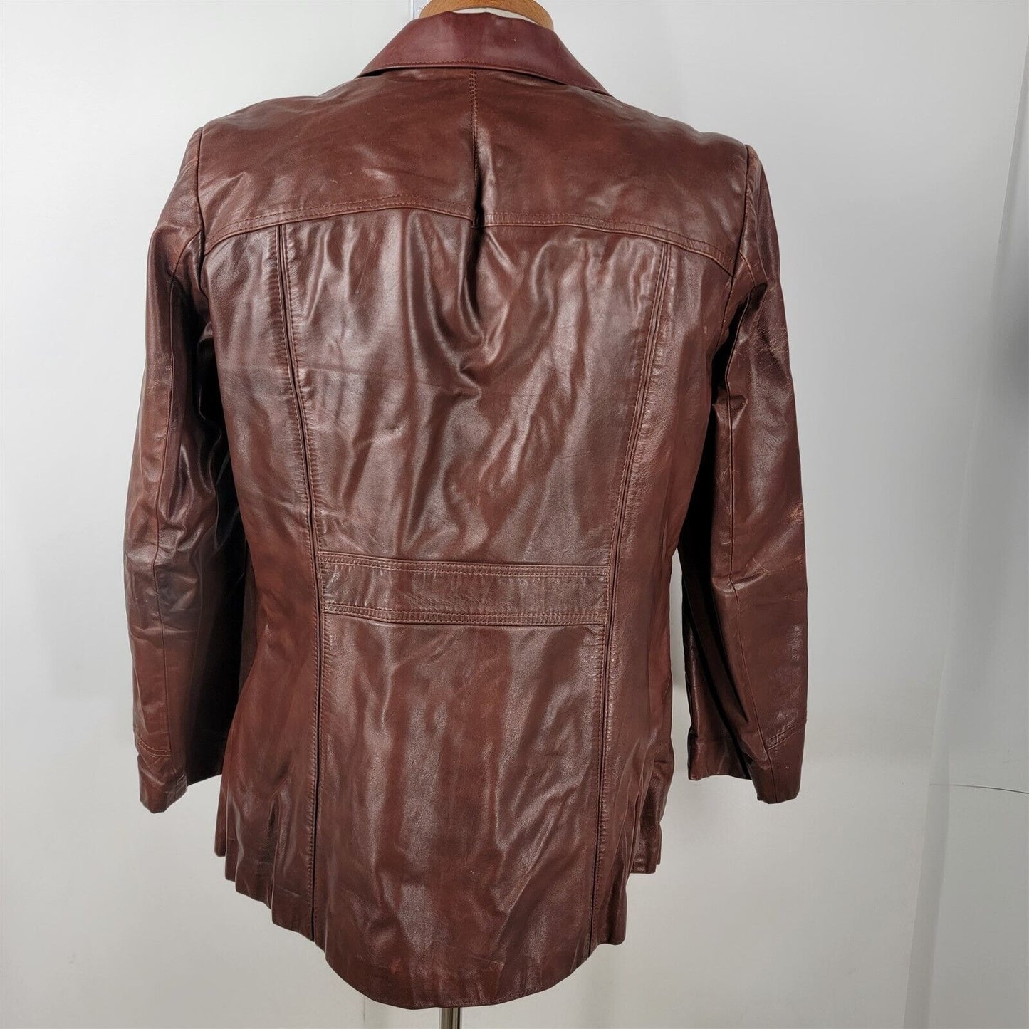 Vintage Bermans Brown Button Front Leather Jacket w/ Liner Mens Size 46