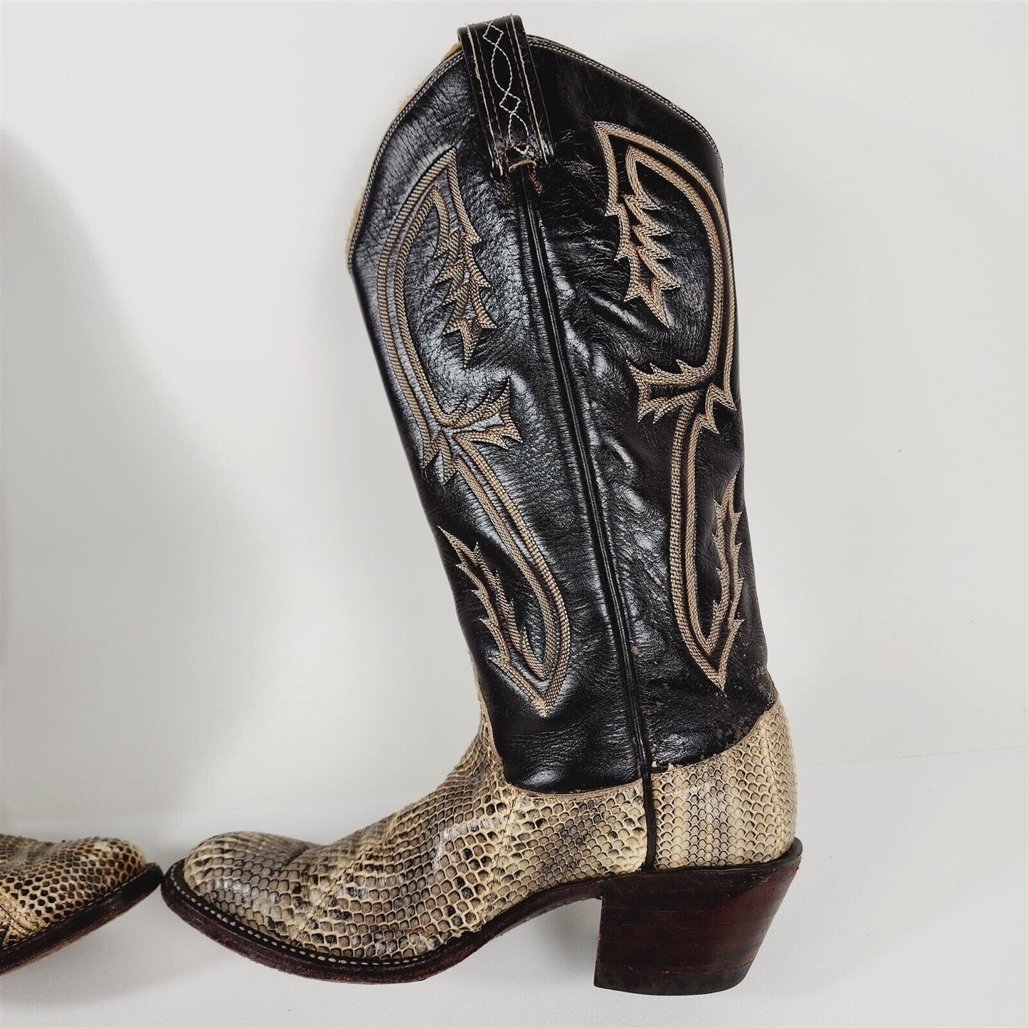 Vintage Tony Lama Leather Python Snakeskin Cowboy Western Boots Size 6B 8460