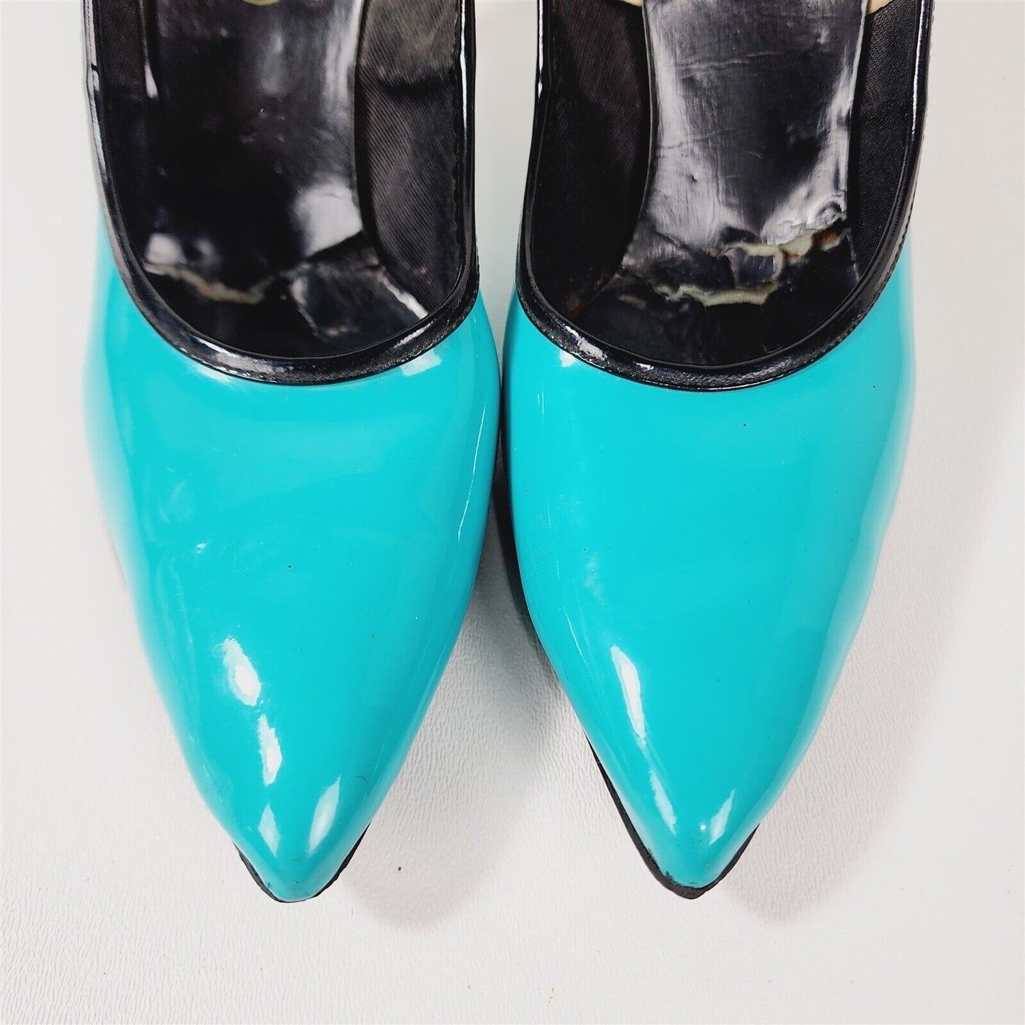 Vintage Karl's Turquoise Blue Pointed Toe Pumps Heels Shoes Size 6.5