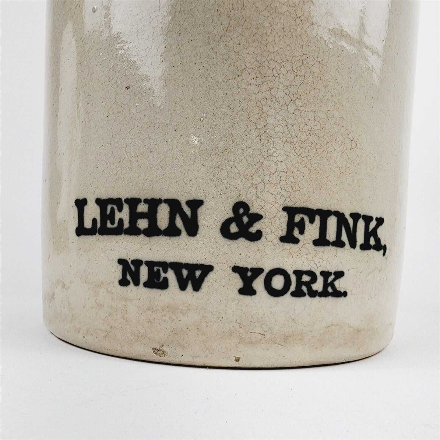 Vintage 1 Gallon Lehn & Fink New York Advertising Stoneware Jug - 11 1/2" tall