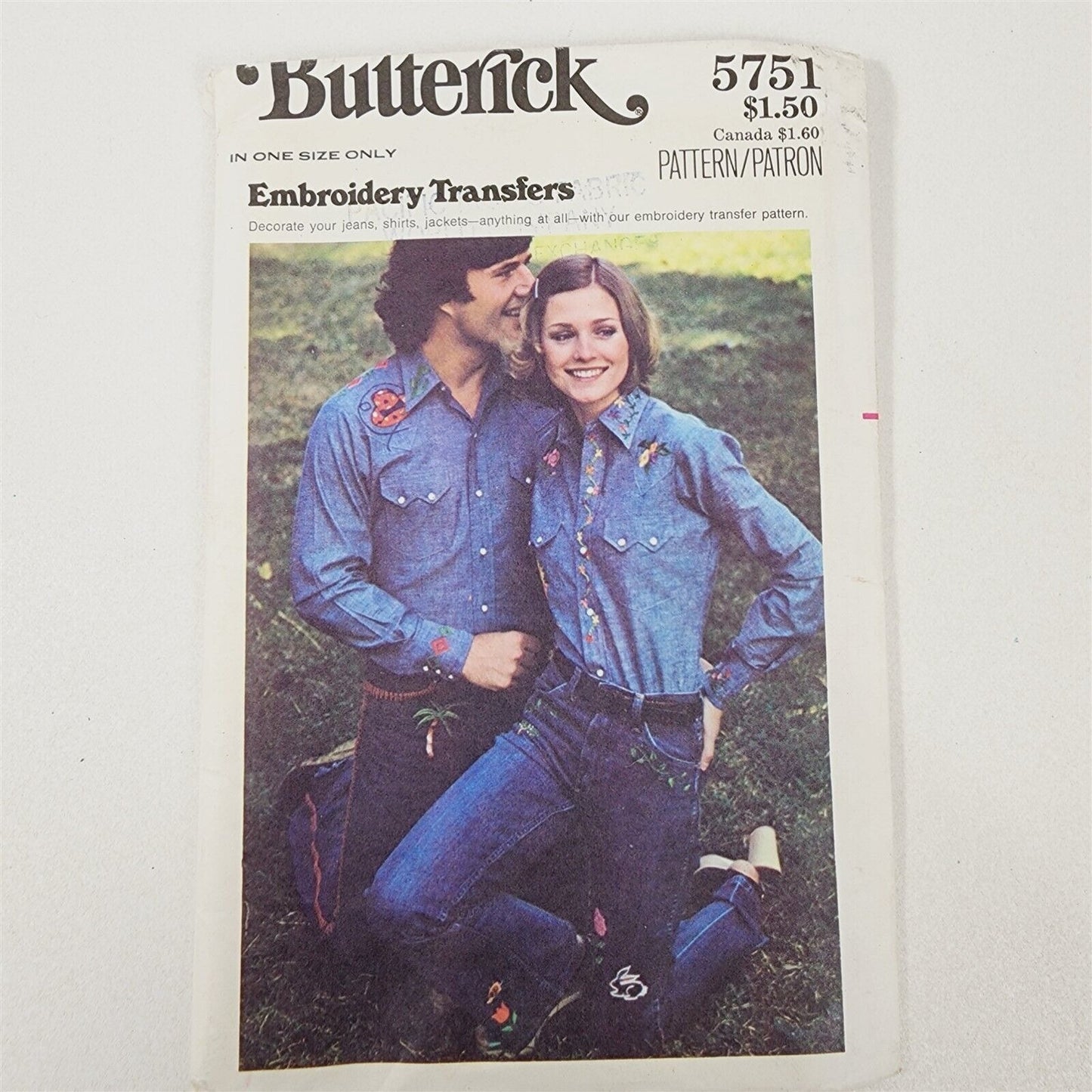 Vintage Butterick Embroidery Transfers No. 5751 Pattern