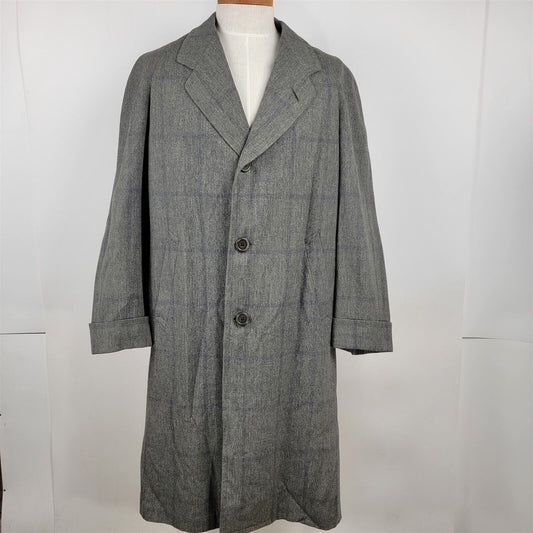 Vintage Knox New York Long Gray Wool Overcoat Coat Mens Size 42